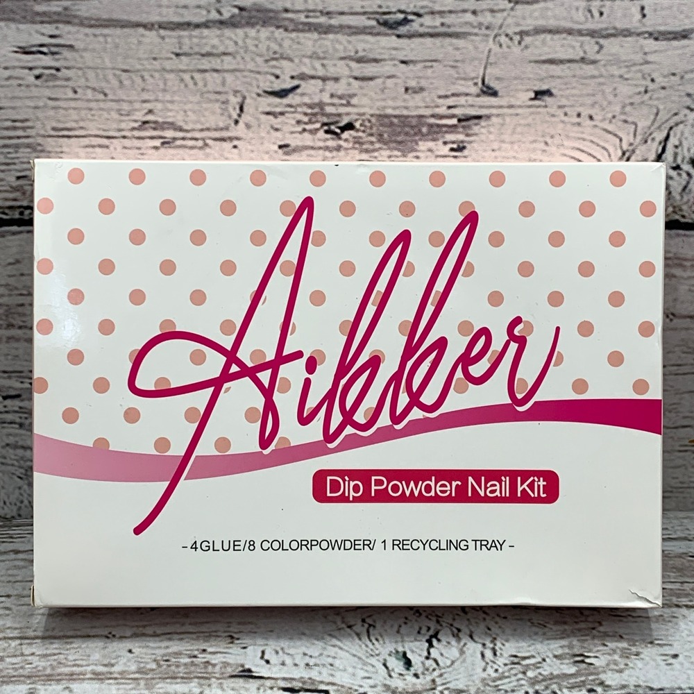Aikker Dip Powder Nail Kit 8‎ Color Powders 4 Glues Recycling Tray